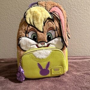 Loungefly Lola Bunny Plush Backpack with Yellow and Purple Accents